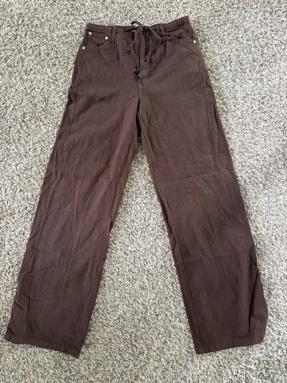 Zara Brown Drawstring Wide-Leg Trousers